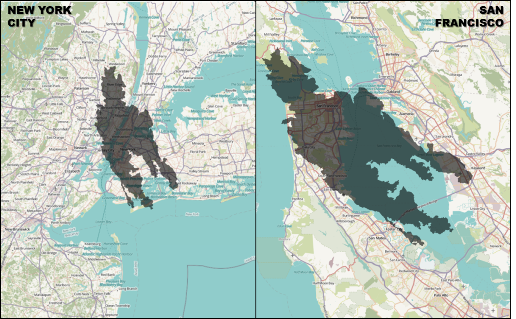 Soberanes Fire size comparison with SF and NYC