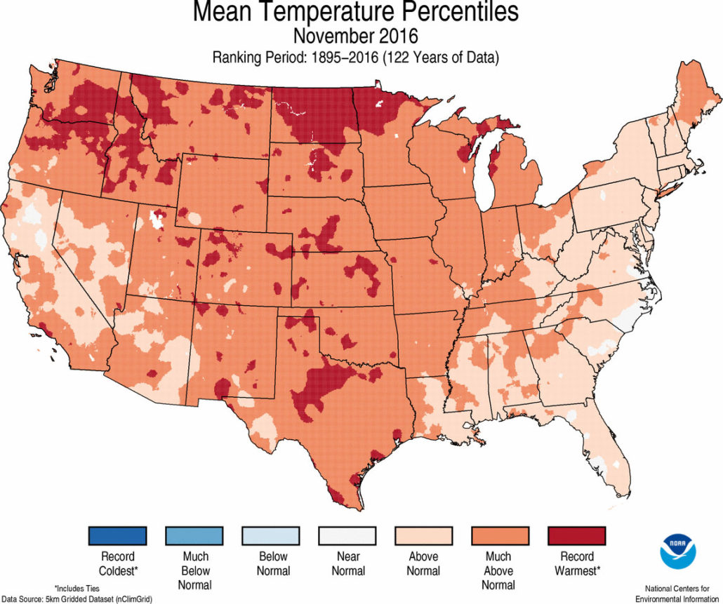 Record Breaking November - Every state reporting above-normal monthly average temperatures. https://www.ncdc.noaa.gov/