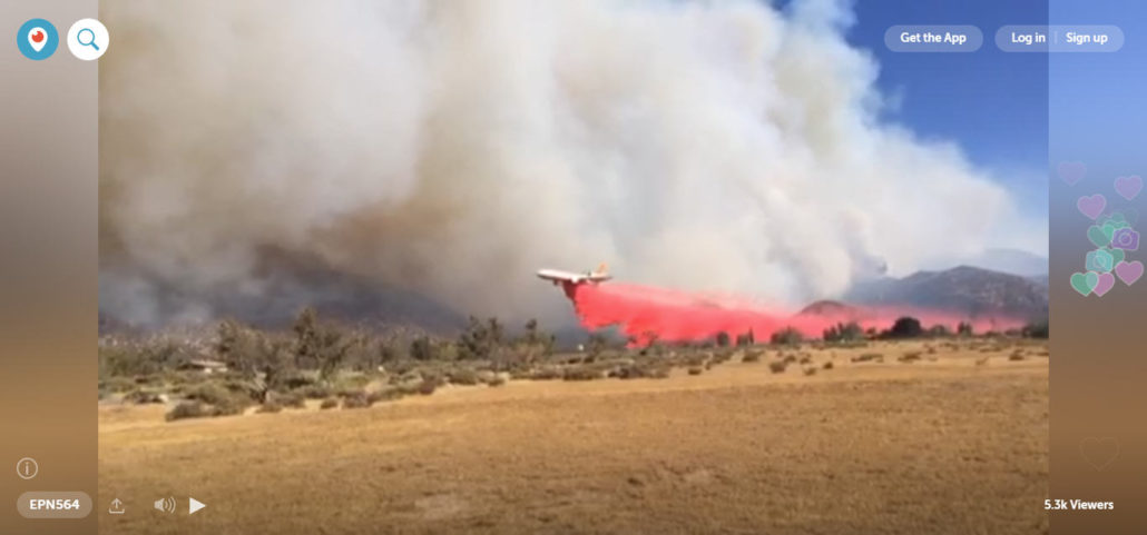 Still from EPN564's live stream of the Pilot Fire in August of 2016