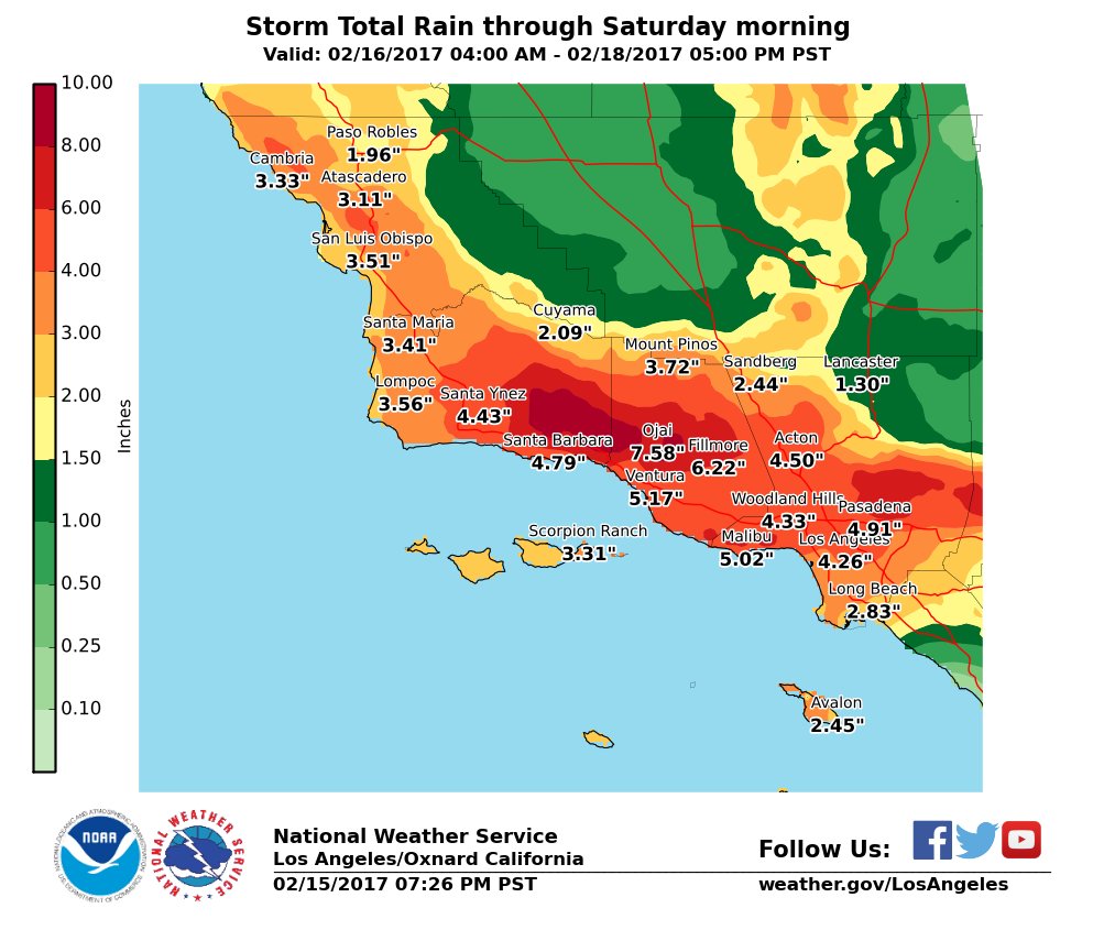 Heavy Rain Event Underway for Southern California