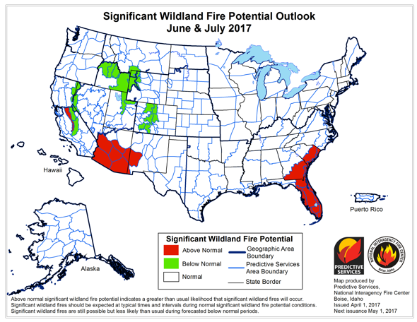 Regional Wildfire Forecasts: April – July 2017