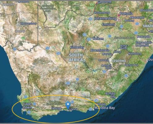 Storm Impact & Wildfires in Area around Cape Town and Knysna (Source: Google Earth)