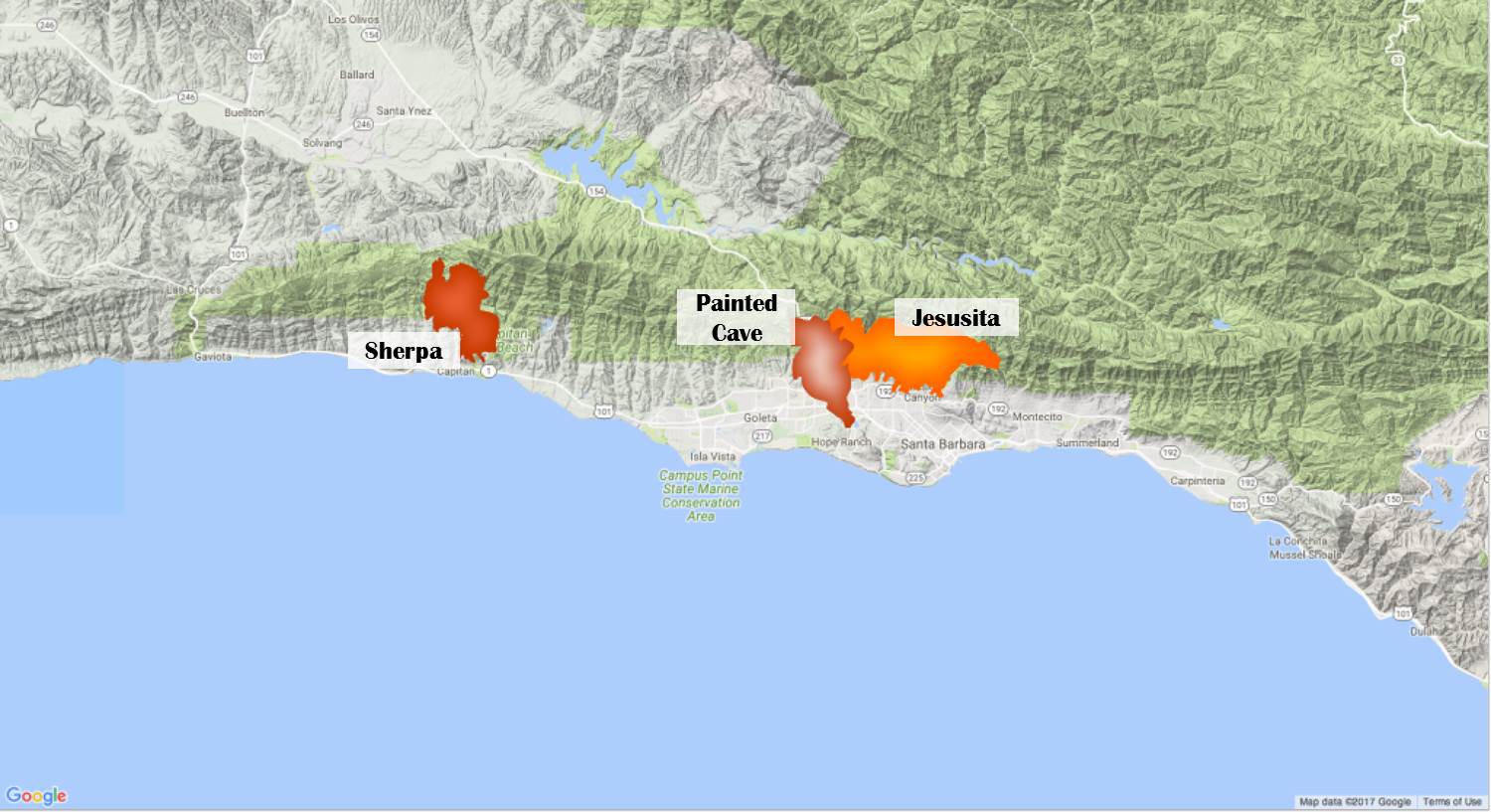 three major red flag sundowner fires 