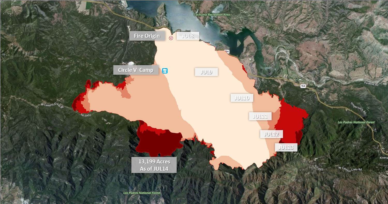 whittier fire progression map