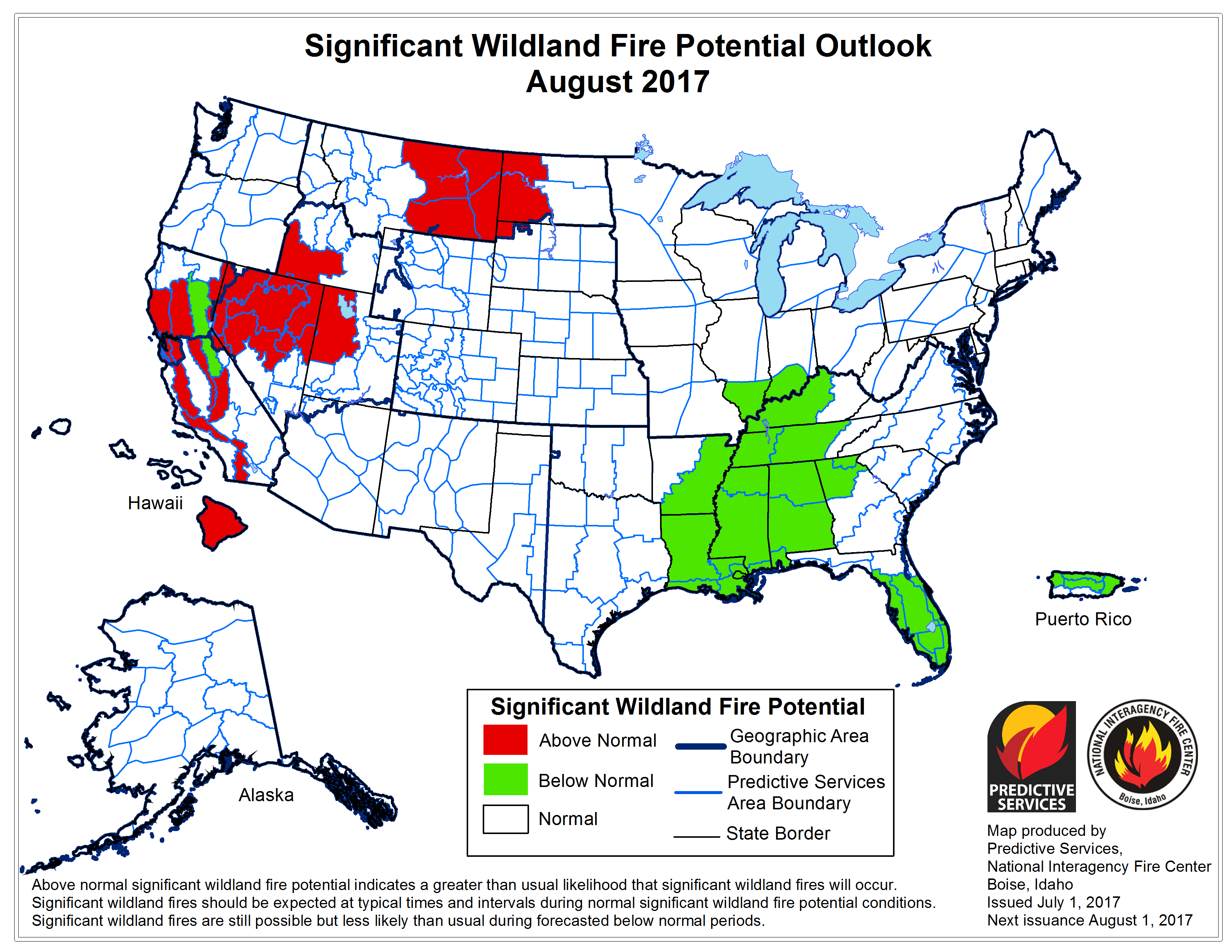 august 2017 regional wildfire forecasts