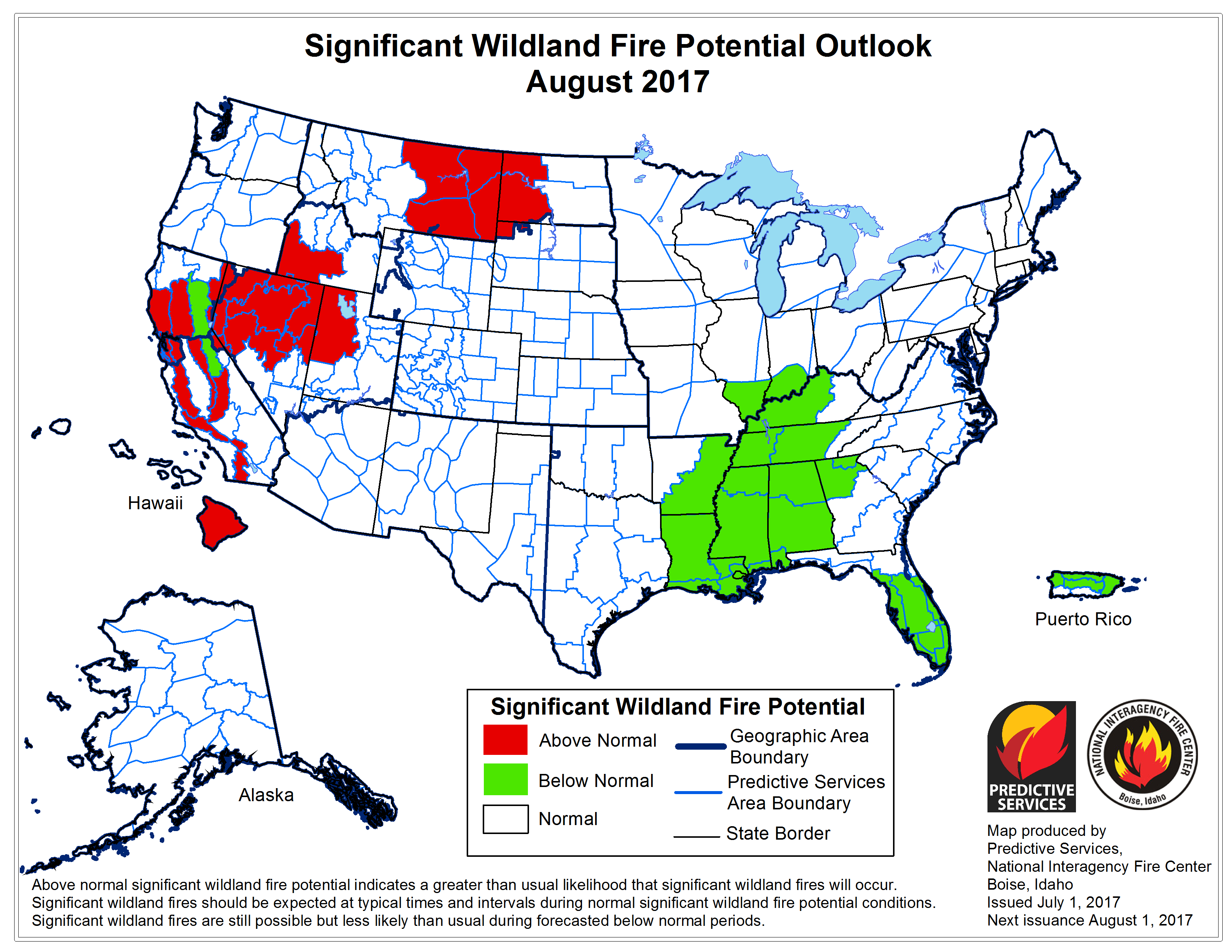 Regional Wildfire Forecasts: July – August 2017