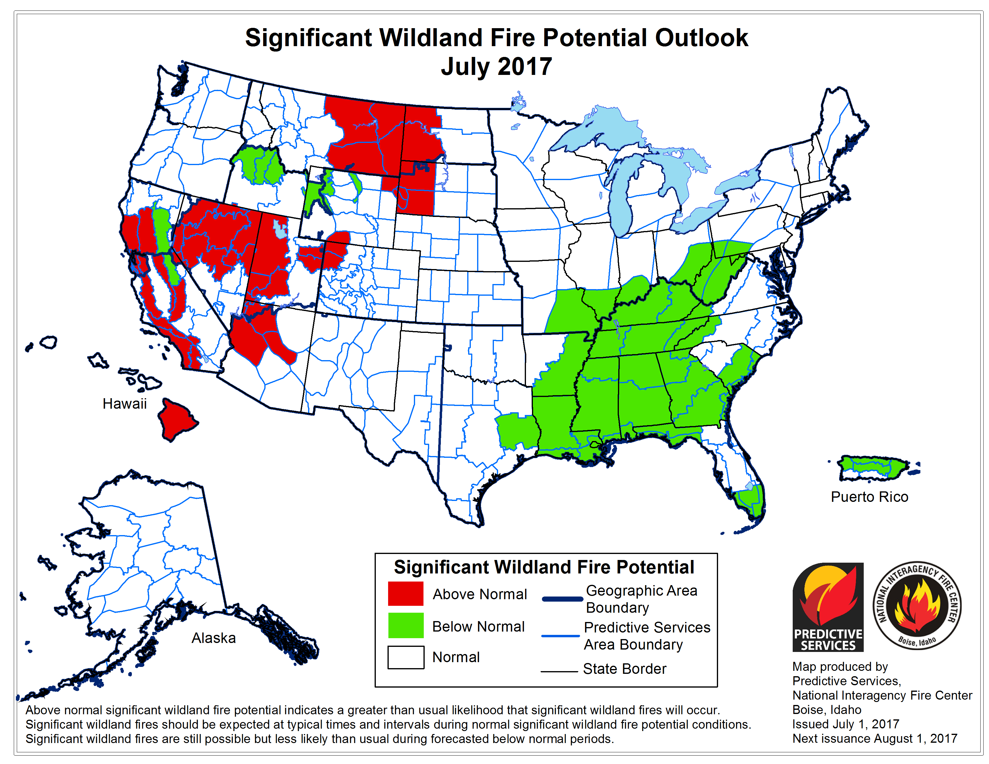 july 2017 regional wildfire forecasts