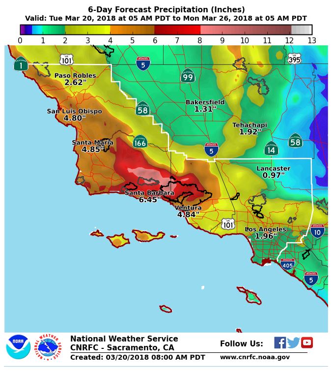 Rainfall forecast through 3/26