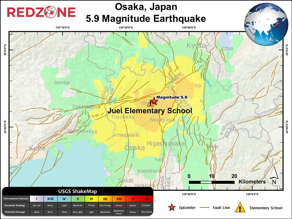 osaka earthquake shakemap