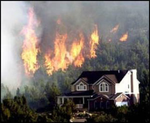 Construction materials, surrounding vegetation, and landscape features are a few considerations when determining wildfire risk. (Credit: Oregon State University)