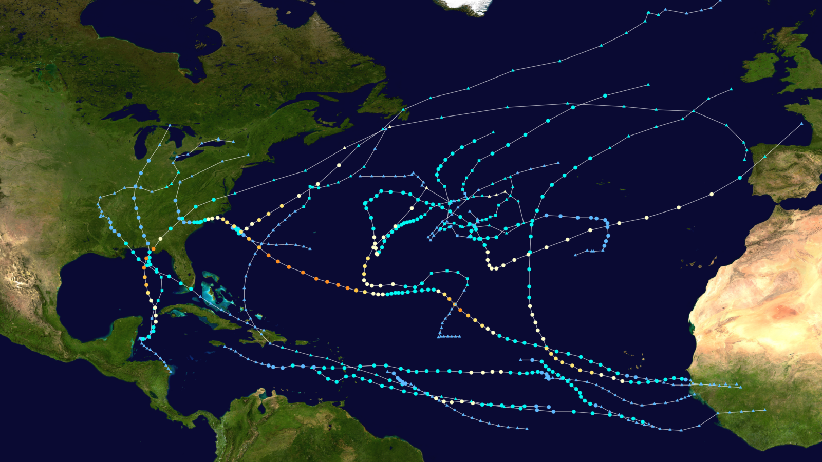 2018 Atlantic Storm Paths
