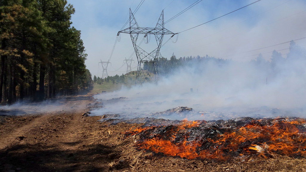 Fire near powerline