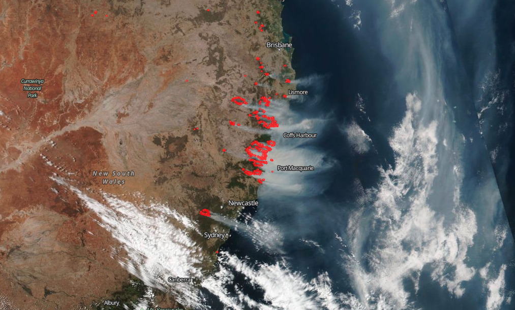 bushfires from space