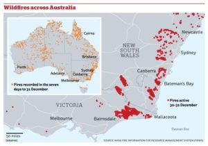 Wildfire map of southeastern Australia