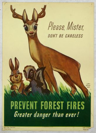 Wildfire Prevention Poster With Animals From Disney Movie Bambi