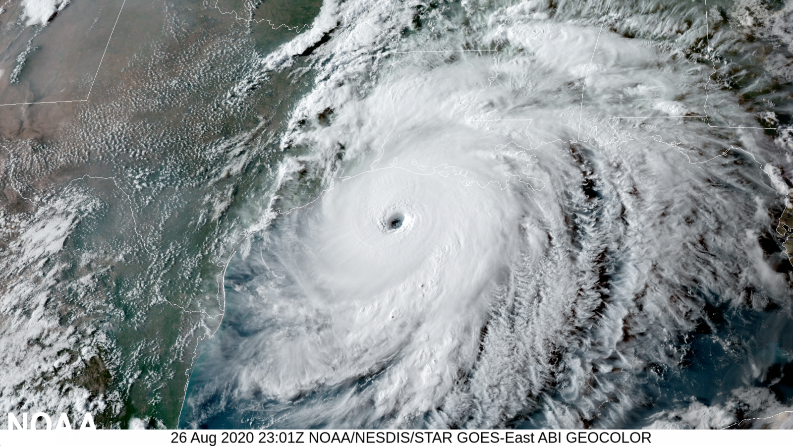 Satellite image of a hurricane approaching the Gulf Coast