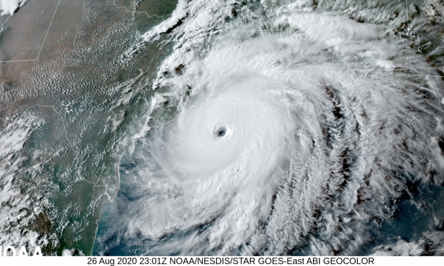 Satellite image of a hurricane approaching the Gulf Coast