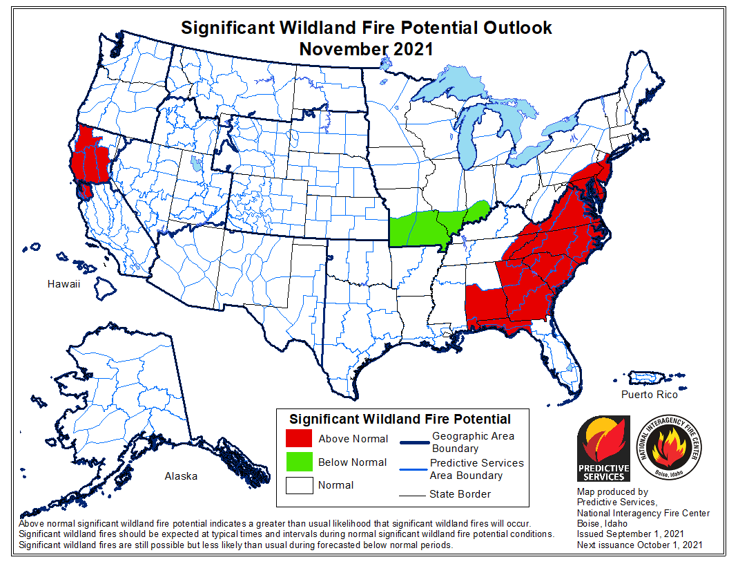 November 2021 Wildland Fire Potential