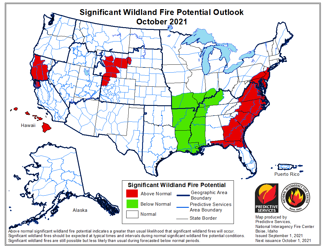 October 2021 Wildland Fire Potential