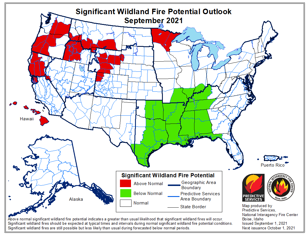 September 2021 Wildland Fire Potential