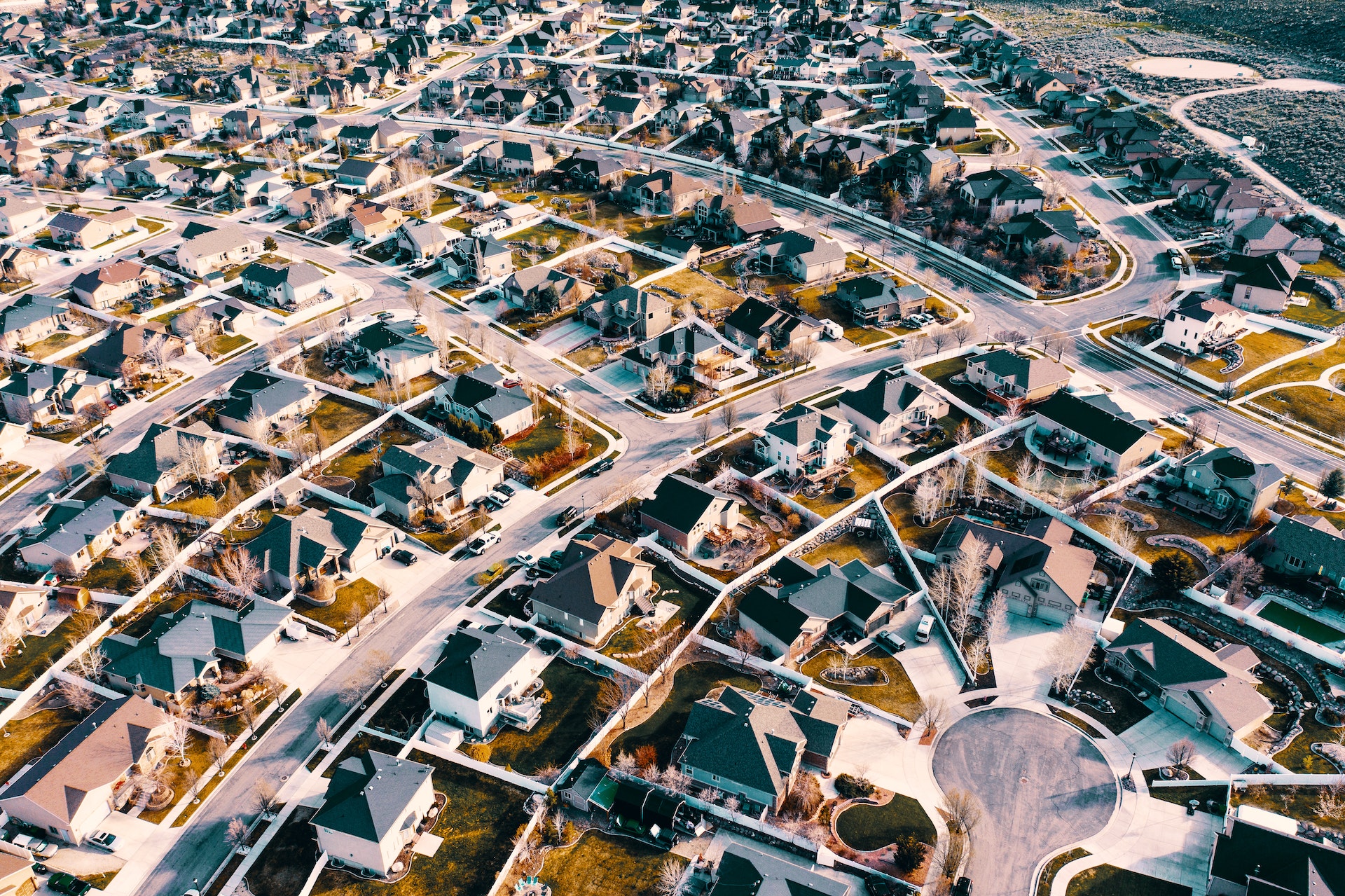 aerial photo of a neighborhood